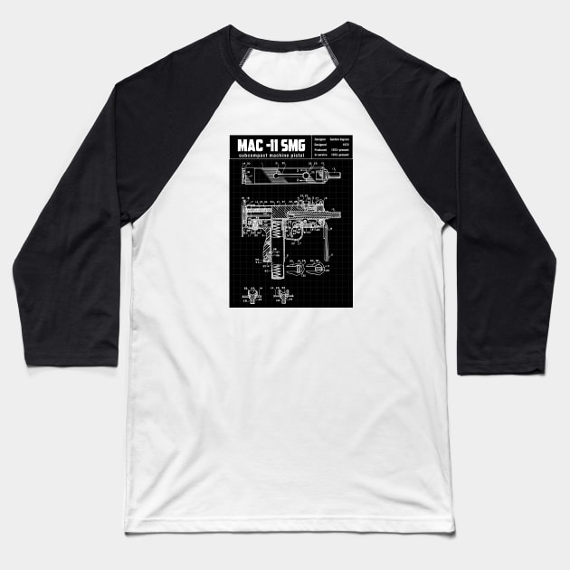 MAC-11 SUBMACHINE GUN Baseball T-Shirt by theanomalius_merch